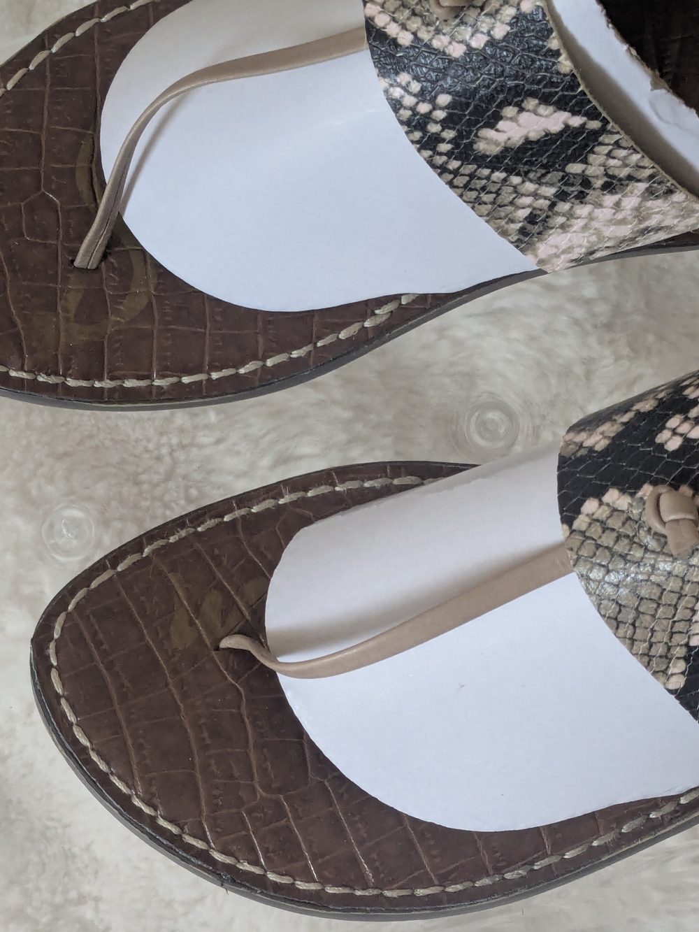 Sam Edelman Gigi Thong Sandals Snake Print Leather Brown Flat Size 9 - Picture 7 of 14